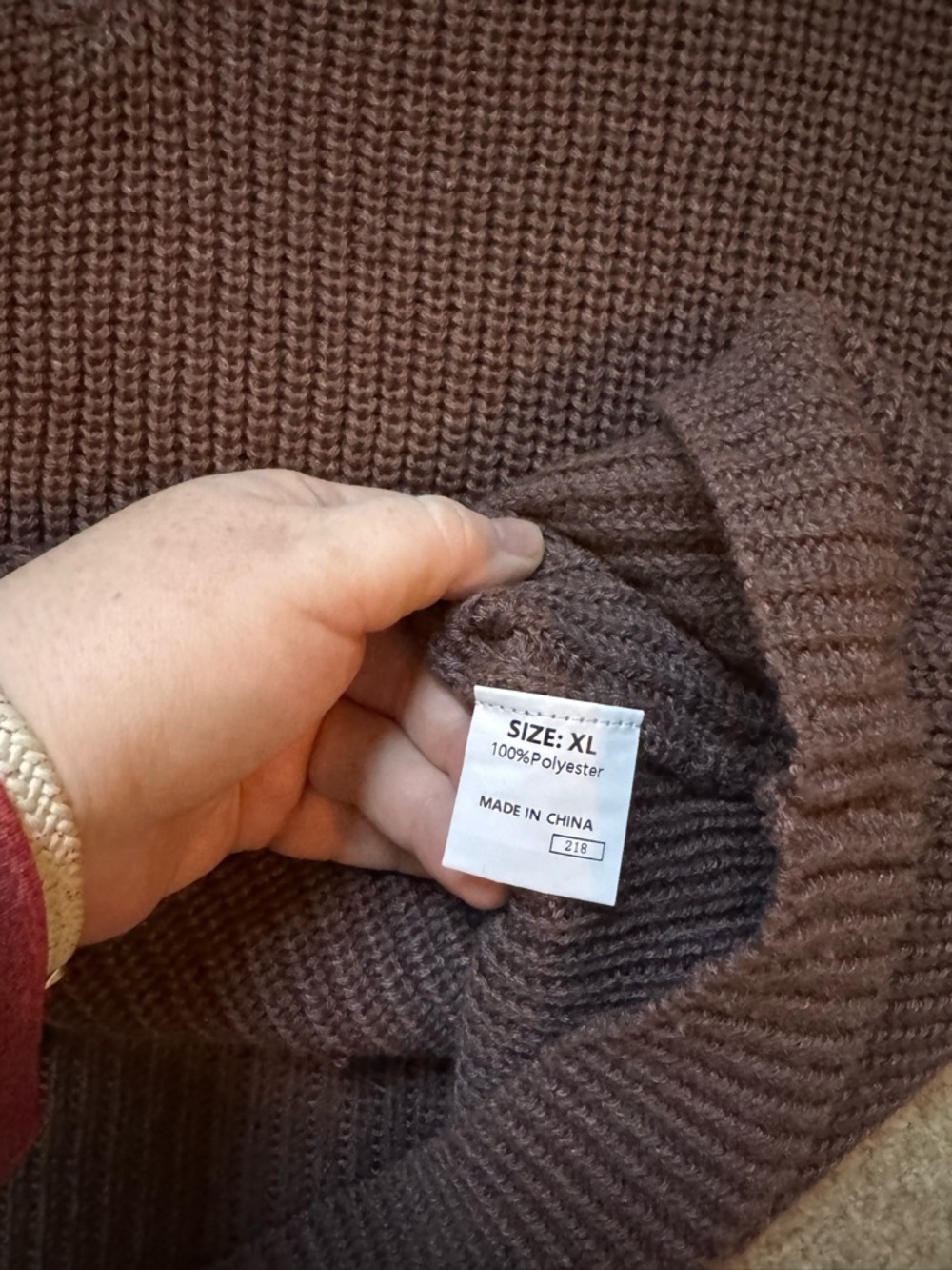 Women's Ribbed Quarterzip Pullover Sweater - Brown - Picture 5 of 5